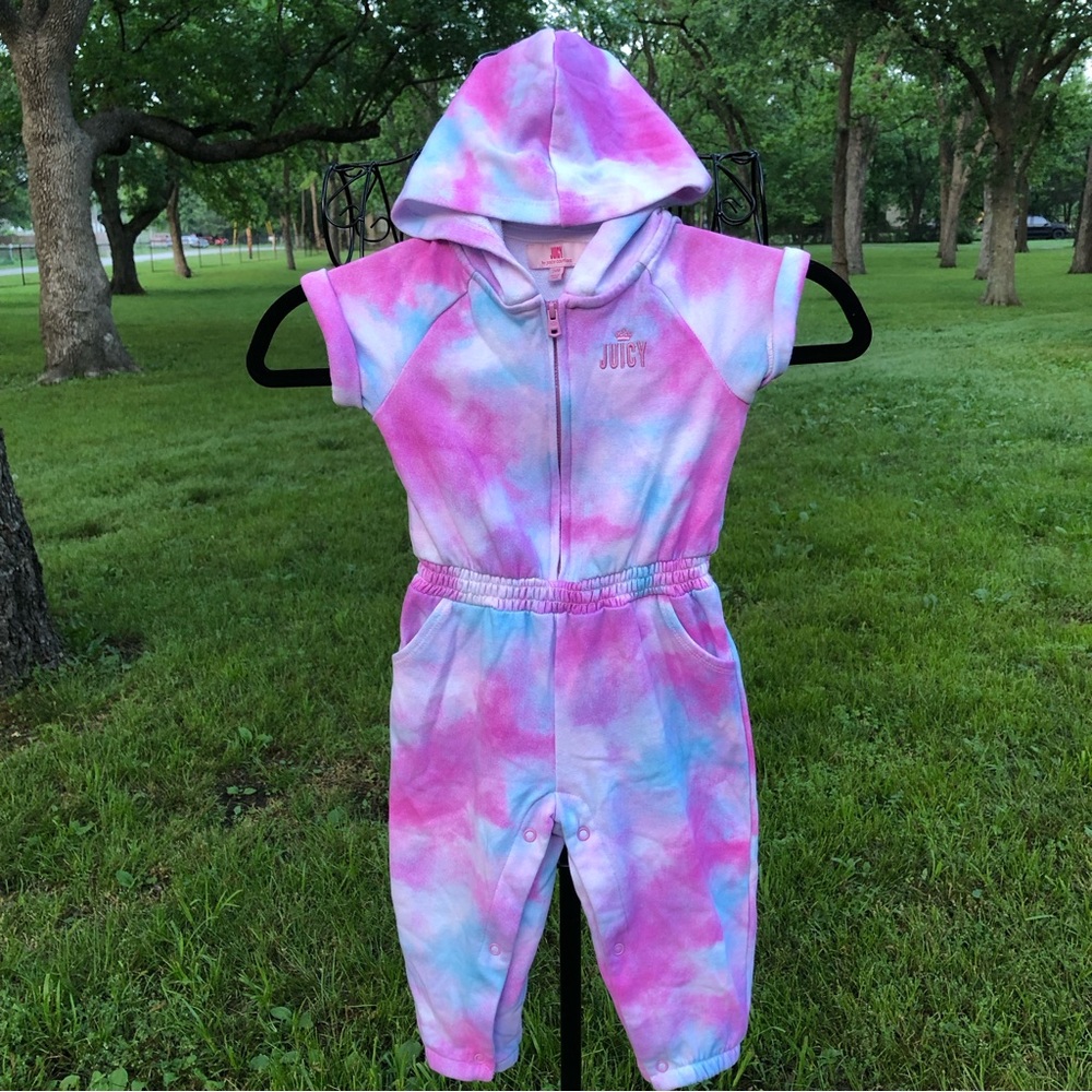 Juicy Couture Pastel Tie Dye Hooded Jumpsuit 24 Months